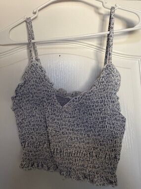 Smocked Floral Camisole Tank Top - Light Blue Floral
